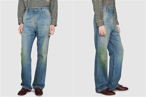 grass stain gucci|Gucci Debuts $1,200 Jeans Designed with Grass Stains Around .